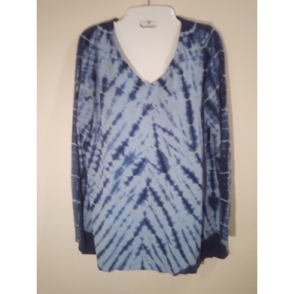J.jill blue tie dyed cotton long sleeve top